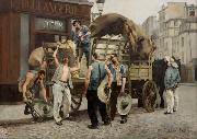 Louis Carrier-Belleuse Porteurs de farine. Scxne parisienne (Flour carriers. Scene from Paris). oil painting artist